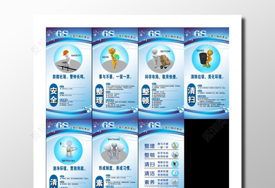 企业管理企业6S管理宣传说明图文说明蓝色白色安全整理展板设计